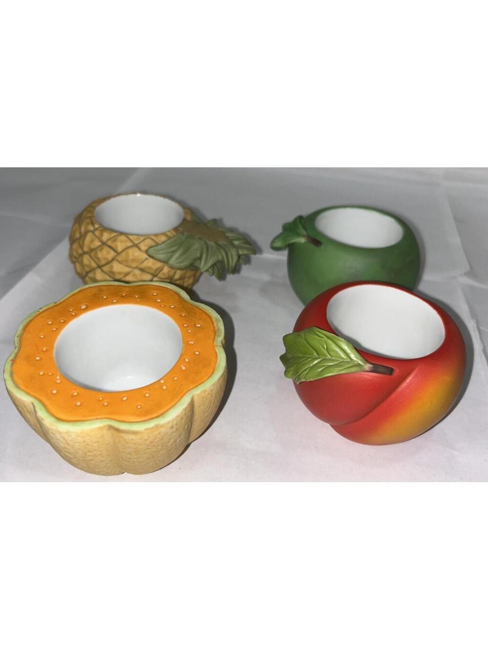 PartyLite Fruit Splash Set 4 Candle Holders Melon Pineapple Apple Peach Votive